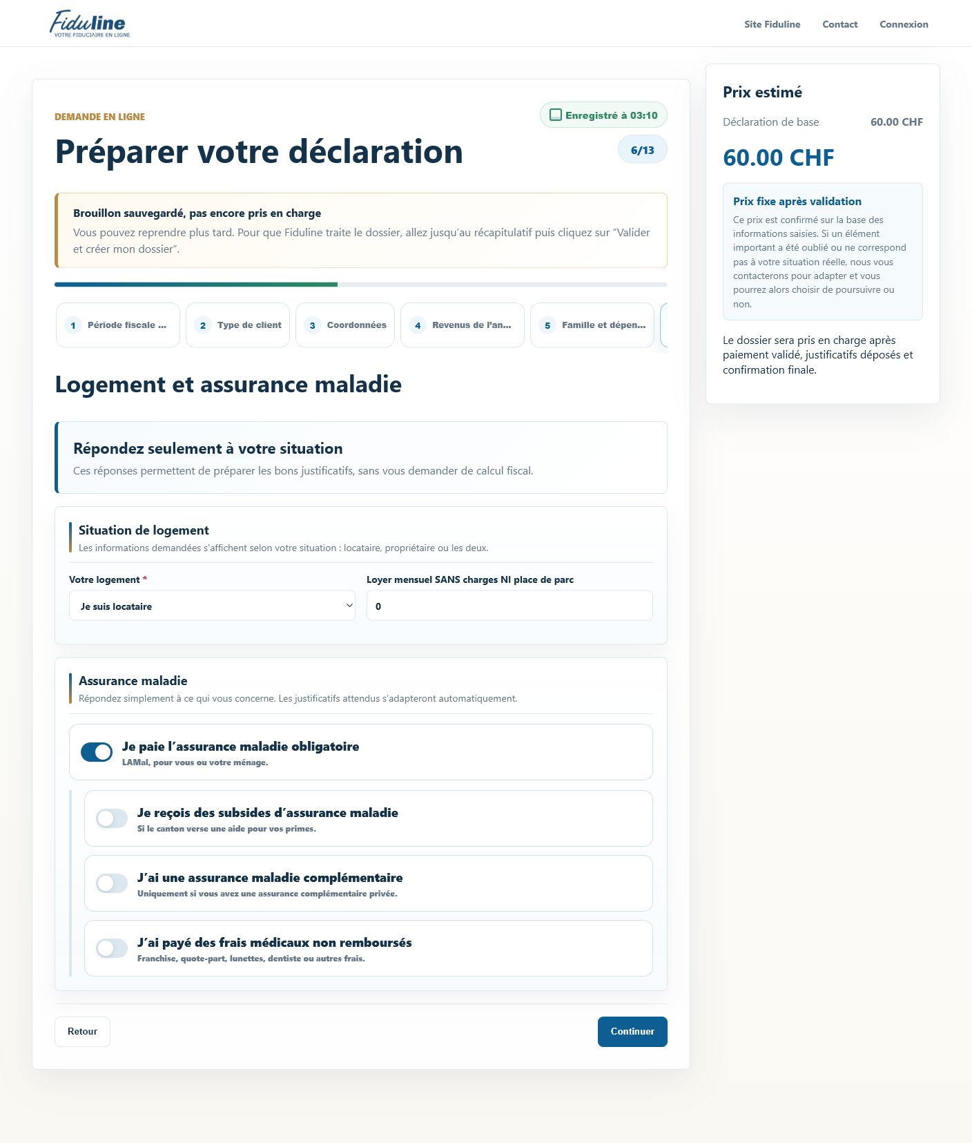 Préciser le logement et l’assurance maladie
